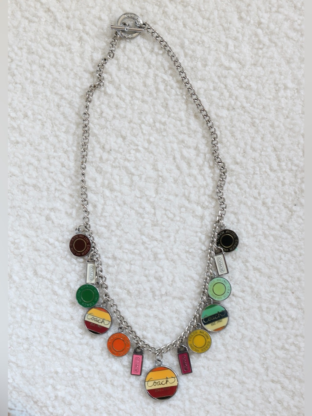 Vintage Y2K Coach Charm Necklace Silver